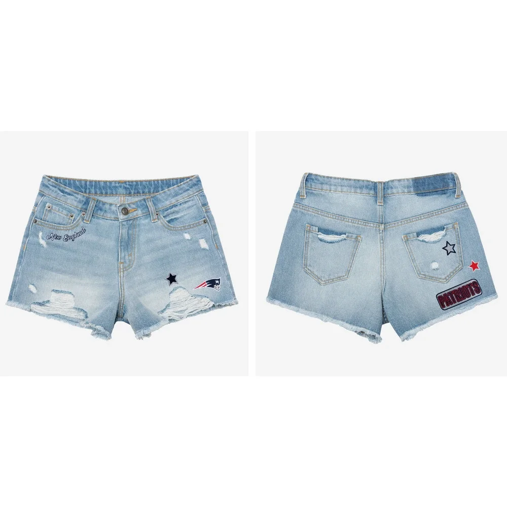 FOCO NFL Team Apparel New England Patriots Womens Small Team Logo Denim Shorts